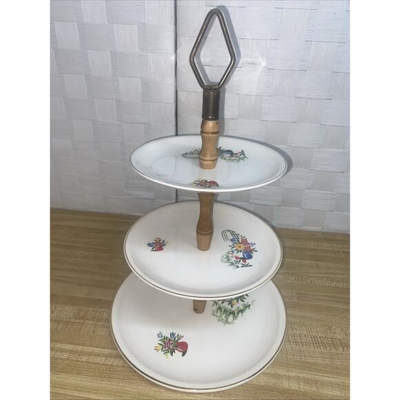 Paden City Other - Vintage 1950’s, Paden City Pottery Trellis Pattern Three Tier Plate Tower USA